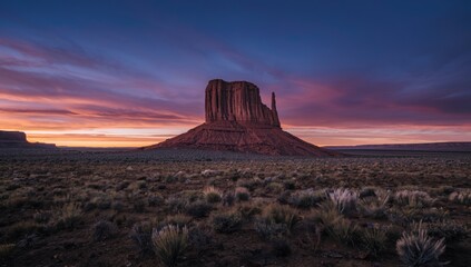 Shiprock, towering volcanic mountain in arid desert terrain, highlighting erosion risk