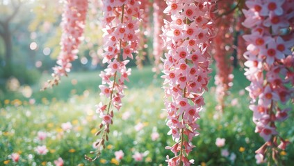Naklejka premium Colorful flower display at Shiroi Koibito Park serving as a backdrop for garden aesthetics, seasonal change