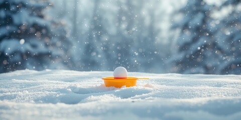 Snowball maker on the white snow used for outdoor winter fun