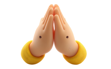 Folded hands emoji with soft glow showing gratitude prayer and peaceful spiritual expression isolated on transparent background PNG