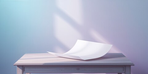 Minimalist white paper design with text area on pastel background, suitable for UI backdrops