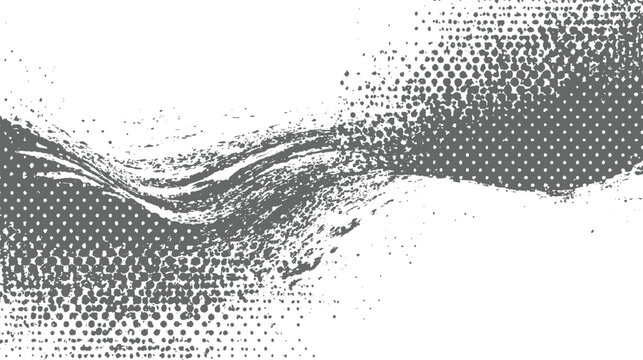 Abstract grayscale composition featuring a swirling brushstroke texture combined with a dot pattern for contrast