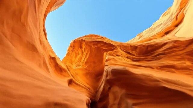 Abstract canyon landscape with layered sandstone formations and clear sky
