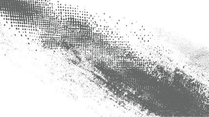 Diagonal grayscale textured background with flowing halftone dots and scattered grunge for abstract distressed