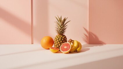 Variety of vanilla-flavored fruits laid out for culinary presentation or recipe development