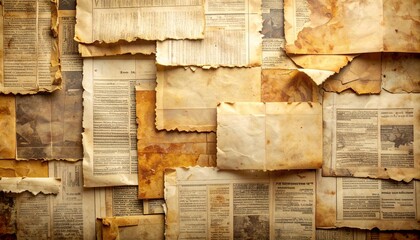 Newspaper Background Made of Vintage Paper Scraps