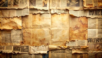 Newspaper Background Made of Vintage Paper Scraps