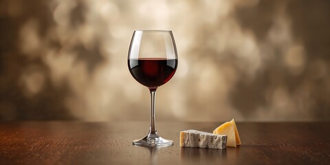A glass of red wine on a plain background beverage presentation, suitable for menu design or advertising