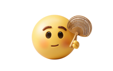 Expressive hot face emoji illustration conveying overheating, discomfort, and playful reaction isolated on transparent background PNG