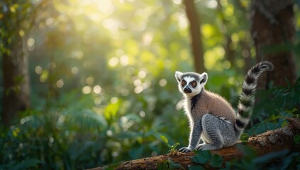 Close-up of a ring-tailed lemur, focusing on natural habitat and species identification, International Primate Awareness Week