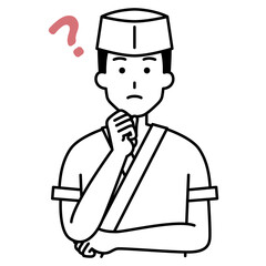 アイデアを考える和食屋の男性店員