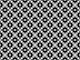 A classic monochrome floral pattern with symmetrical repetition.