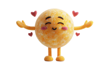 Hugging face emoji with arms open and tiny hearts showing love affection and warm embrace isolated on transparent background PNG