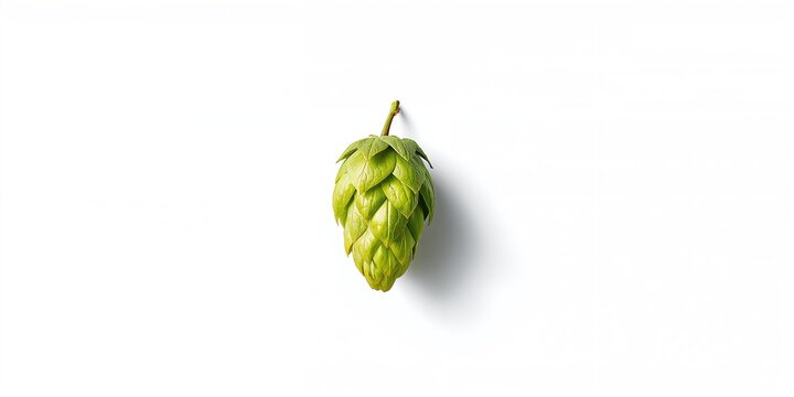 Green hop cone from a hop plant isolated on white background, highlighting brewing ingredient, Earth Day