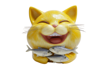 Expressive laughing cat emoji illustration conveying humor, happiness, and adorable charm isolated on transparent background PNG