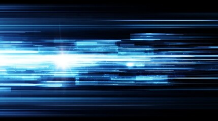 Abstract futuristic blue background with glowing light streaks dynamic lines forming a modern digital frame. Ideal for technology, science, corporate presentations, websites, digital design projects