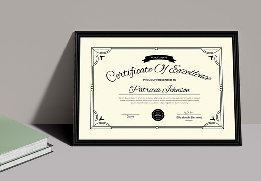 Certificate Of Excellence Template Design Layout