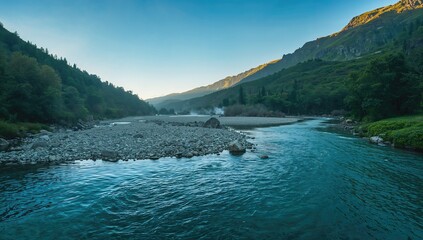 Stream coursing down a mountainous landscape, highlighting seasonal water flow