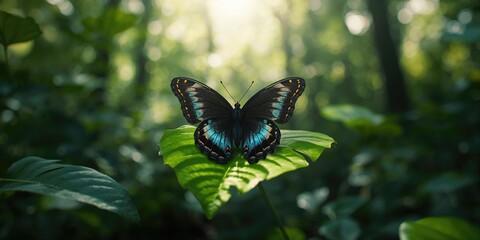 Large black butterfly with wings spread on a leaf, illustrating insect migration during seasonal change