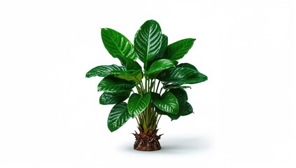 Image of a vibrant green leafy plant against a plain white backdrop, ideal for plant identification or scientific references