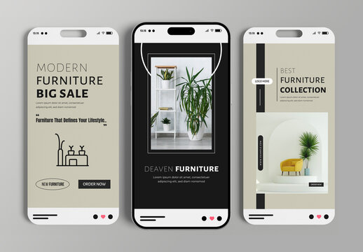Modern Furniture Social Media Story Set Templates