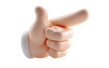 Cute pointing left hand emoji design with detailed texture symbolizing guidance, clarity, and visual communication isolated on transparent background PNG