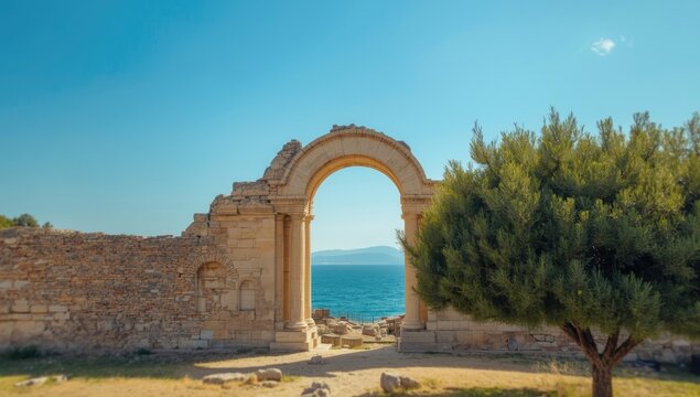 Cyprus archaeological park featuring remnants of early Christian basilica arches, heritage conservation