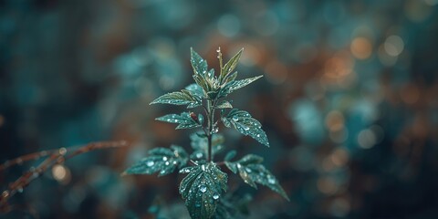 Close-up of Silver Ragwort with textured leaves used as background for editorial layout, botanical study