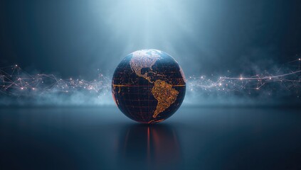 Modern wireless technology with device integration highlighting worldwide internet infrastructure