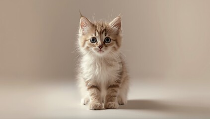 Feline animal portrait highlighting detailed fur and alert posture, suitable for veterinary clinic visuals