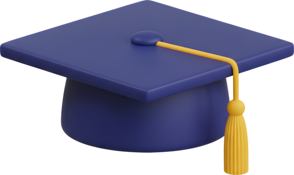 3D Clay Blue Graduation Cap Mortarboard Icon - Powered by Adobe