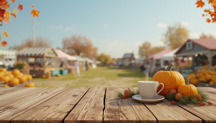 Fototapeta premium Autumn farmers market with ripe vegetables and fruits, seasonal abundance for nutrition awareness