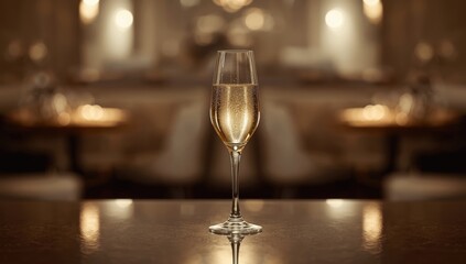 A solitary wine glass filled with white wine set against a neutral background, ideal for party environments