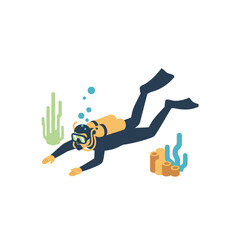 Scuba diver exploring underwater world with scuba gear.