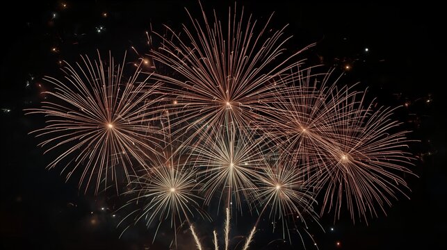 Festive fireworks display lighting up the night sky with vibrant colors. - Powered by Adobe