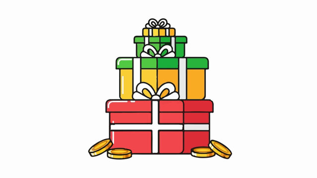Stacked gift boxes with gold coins