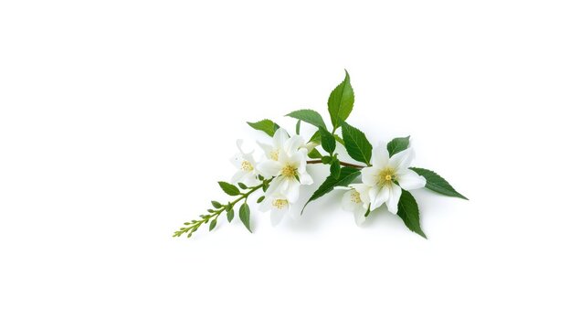White Lonicera japonica blossoms on a branch, suitable for floral design and decorative backgrounds