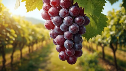 Cluster of grapes fruit with bright appearance serving as a natural, healthy food option, emphasizing fiber content