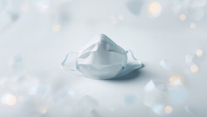 Disposable face mask on plain surface, used for preventing virus transmission during health emergencies
