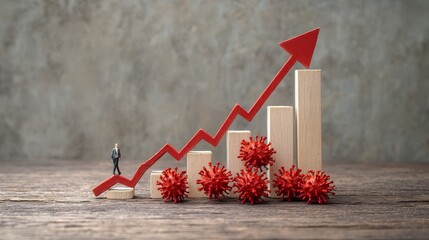 Red upward arrow graph showing business growth and financial success