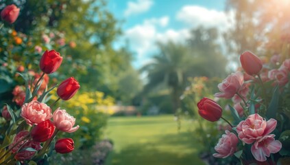 Obraz premium Dutch flowers in vibrant display, natural growth and pollination, World Flora Day