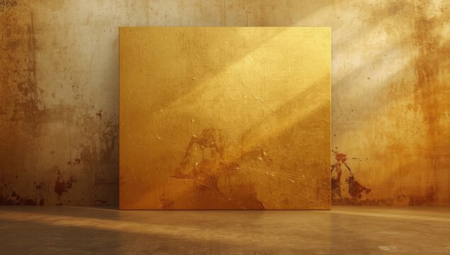 Golden canvas featuring a distressed, grungy texture suitable for creative project backgrounds, background for text and layout