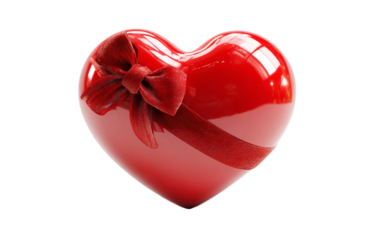Red heart emoji wrapped in a tiny ribbon bow showing love affection and romantic gesture isolated on transparent background PNG