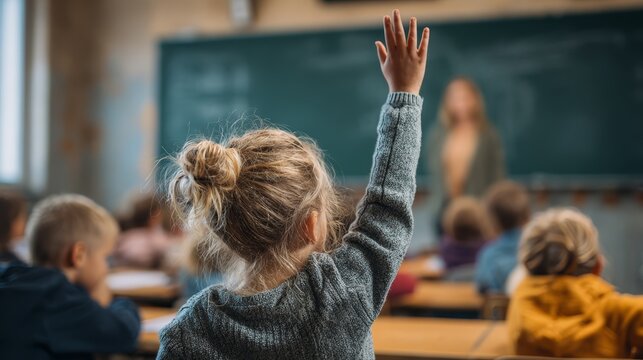 Teacher and students learning together in a classroom with playful cat characters