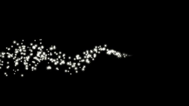 Twinkling Stars Motion Graphics Animation with Glowing Sparkle Trails, White Cartoon Blinking Stars, Magic Glitter Starburst Lines, Flat Vector Doodle Shine Effect on Black Screen Background 4K