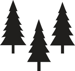 Obraz premium Pine tree silhouette, evergreen tree clipart, black tree vector 