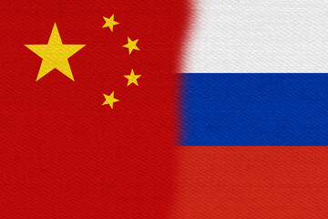 China flag and Russia flag background