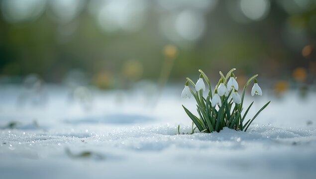 White snowdrops blooming amidst forest foliage, highlighting plant resilience in spring, World Plant Day