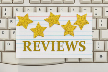 Five Star Rating review concept on keyboard