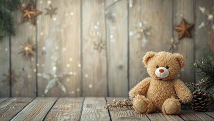 Obraz premium Old-fashioned teddy bear made of plush material, ideal for children's play or decorative use, no holiday indicated